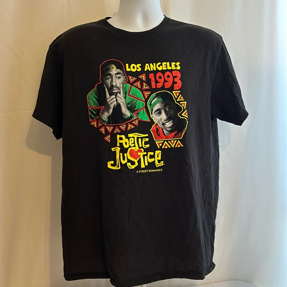 Hybrid Poetic Justice Tupac Los Angels 1993 Short Sleeve Men's Large T-shirt - Picture 1 of 3